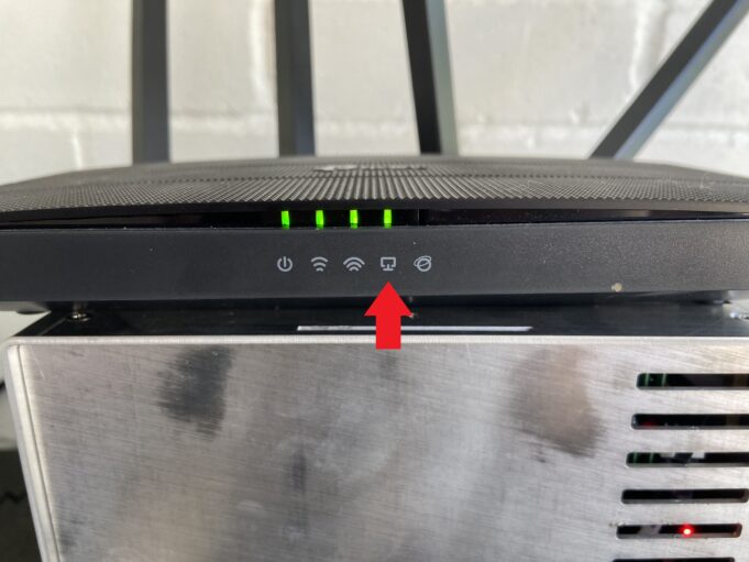 Router light indicating connection to the Zantiks unit